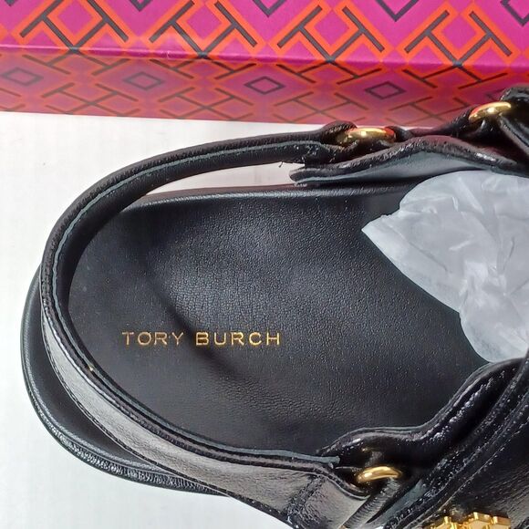Tory Burch Platform Sandals Womens 8 Black Kira Sport Goat Leather Dust Bag - Picture 12 of 13